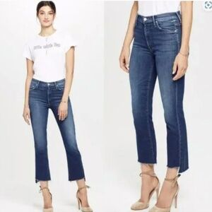 MOTHER The Insider Crop Step Fray Jeans Flared Stretch Denim Turn Of The Tide 26